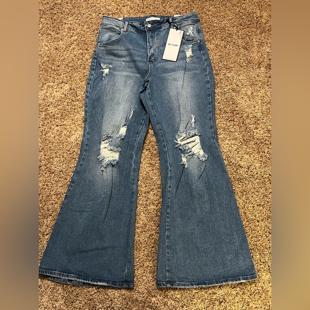 Almost Famous Distressed Y2K Flare Jeans
